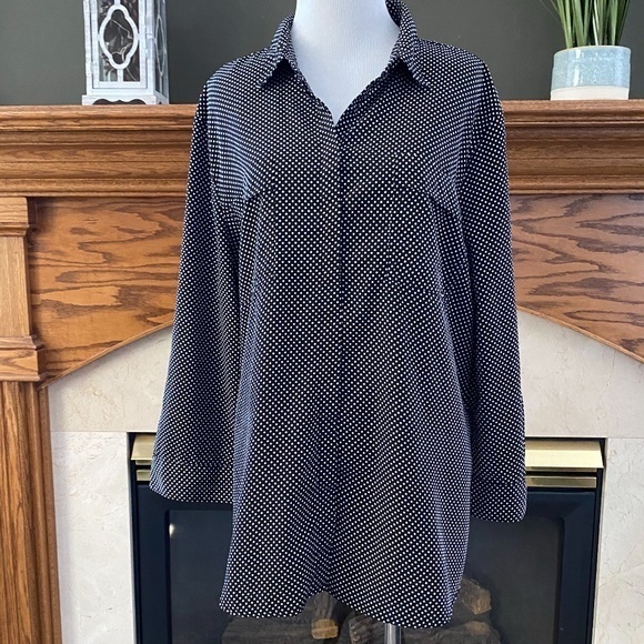 Liz Claiborne Polka Dot Button Down‎ Blouse Sz. XL - Picture 1 of 12